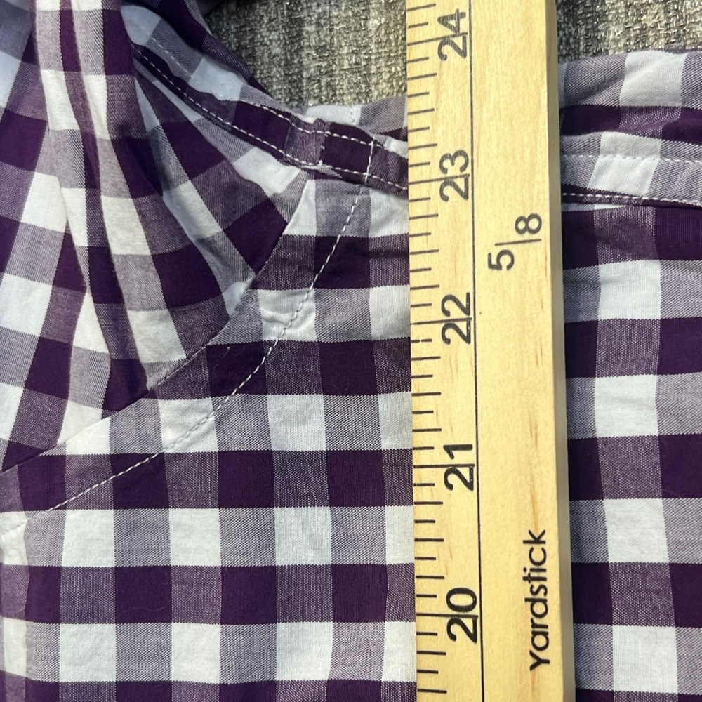 J.Crew Shirt Mens Gingham Check Slim Fit XL Purple White Preppy Classic Pocket - Picture 7 of 9